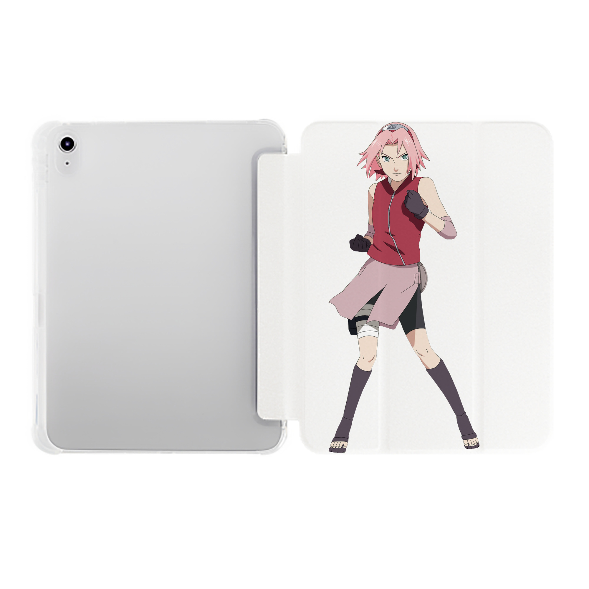 （画像用） NARUTO -ナルト- 春野サクラ Haruno Sakura IPad ケース ペン収納付き 三つ折りスタンド PUレザー×シリコン 対応機種9.5/10.5/10.9インチ